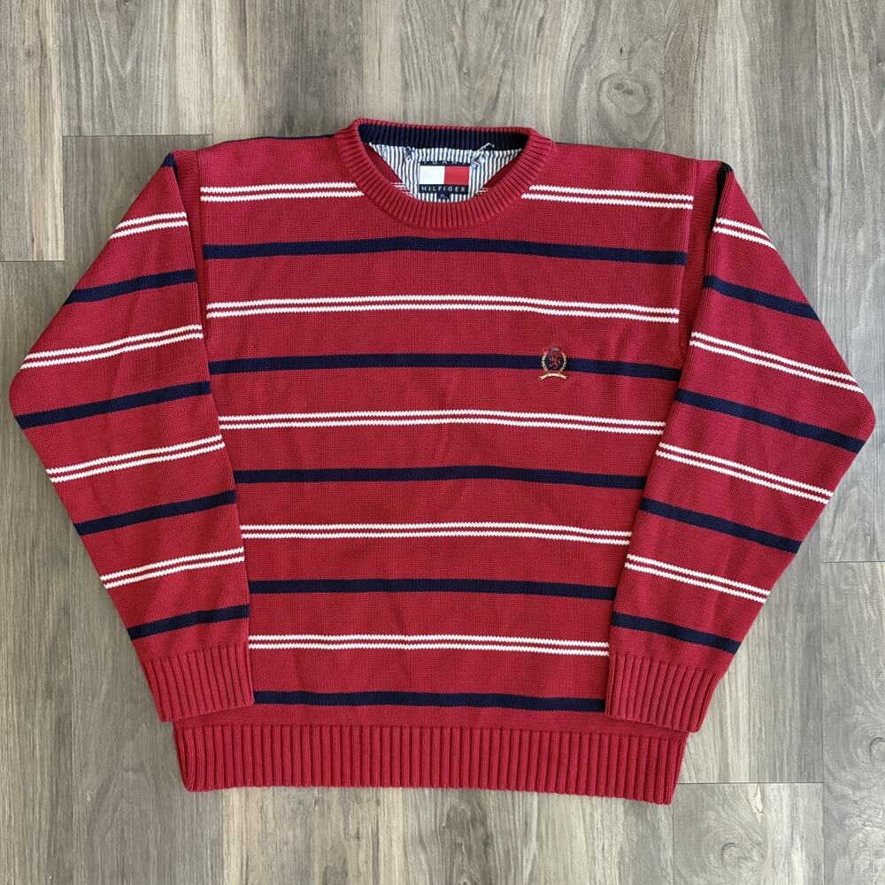 Vintage Tommy Hilfiger Striped Sweater Men's Size M 1990s Pullover Crewneck